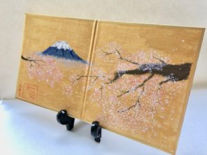 ミニ屏風　富士山と桜