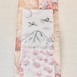 袋帯シルク日本画掛け軸富士山と鶴と桜