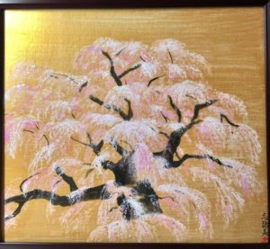 日本画　桜の木