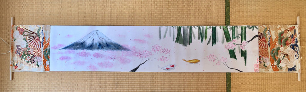 絵巻物風の横軸日本画アート