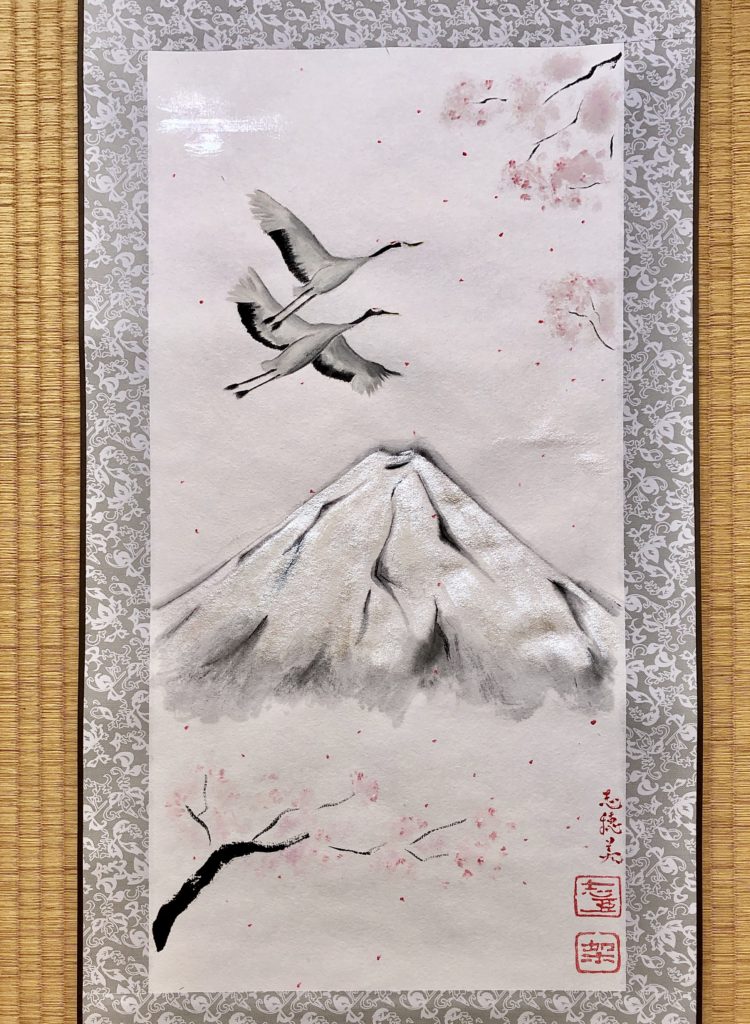 鶴の日本画掛け軸