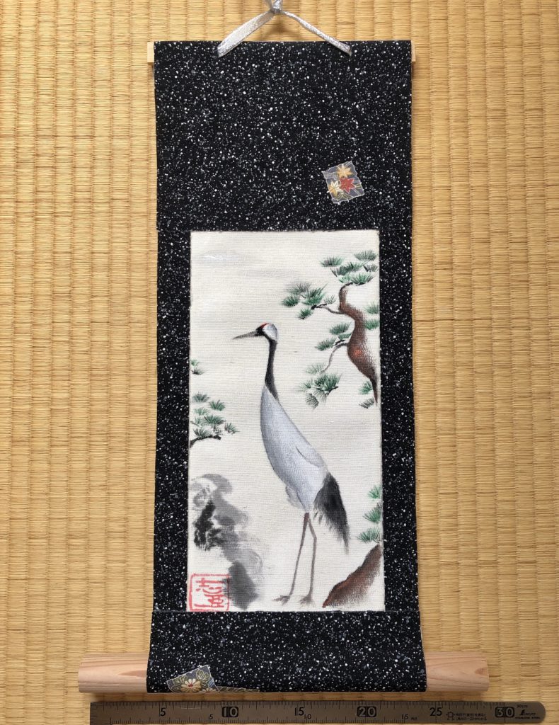 鶴の日本画ミニ掛け軸