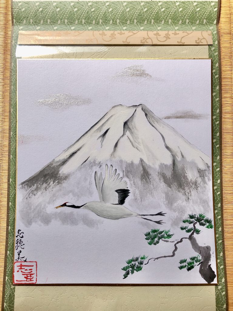 鶴の日本画