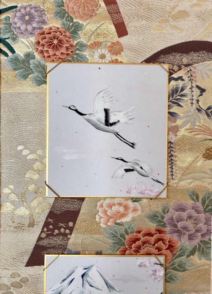 鶴の日本画　掛け軸