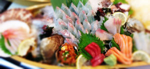 sashimi assortment on boat