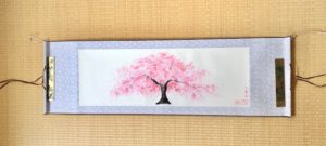 日本画　桜　横掛け　掛け軸