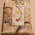 袋帯絹の掛け軸　錦鯉と桜日本画
