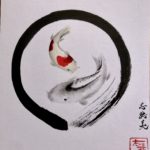 禅　円相と鯉　日本画　